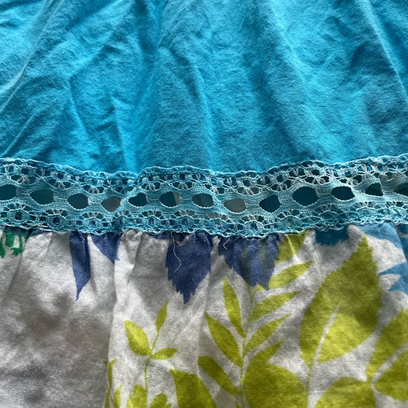 Y2K Smocked Blue Floral Tiered Babydoll Cotton Maxi Dress Medium Cottagecore Fae - Picture 2 of 12